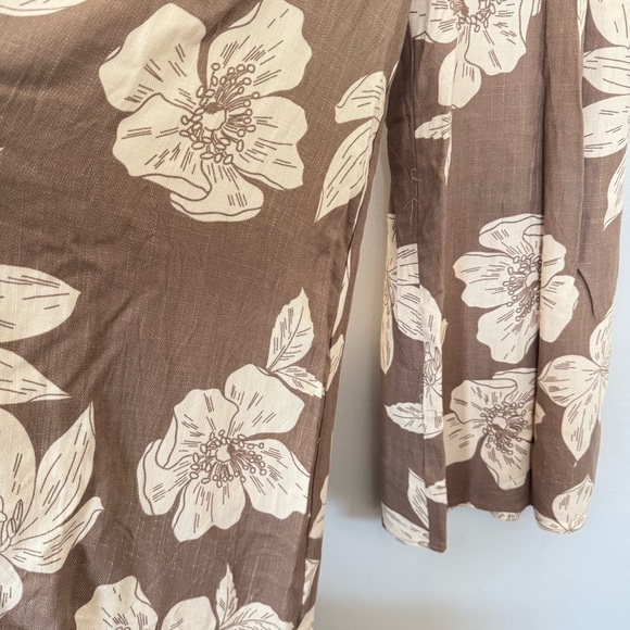 Sienna Sky Tan Floral Wide Leg Maxi Skirt Palazzo Pants Linen Size M - Picture 5 of 12